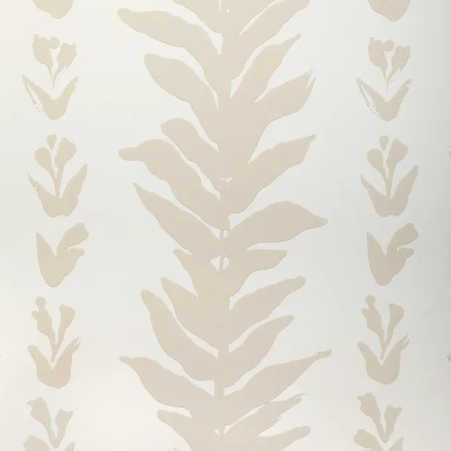 Beige leaf pattern on a light gray background