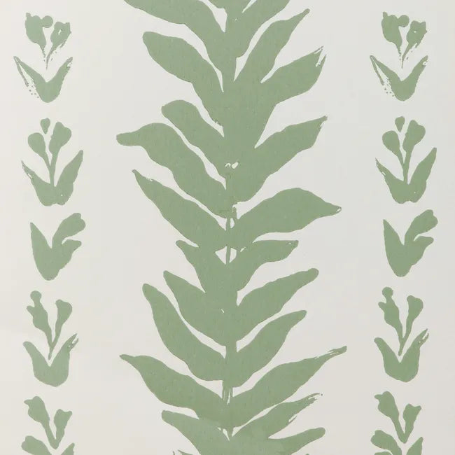 Green leaf pattern on a light gray background