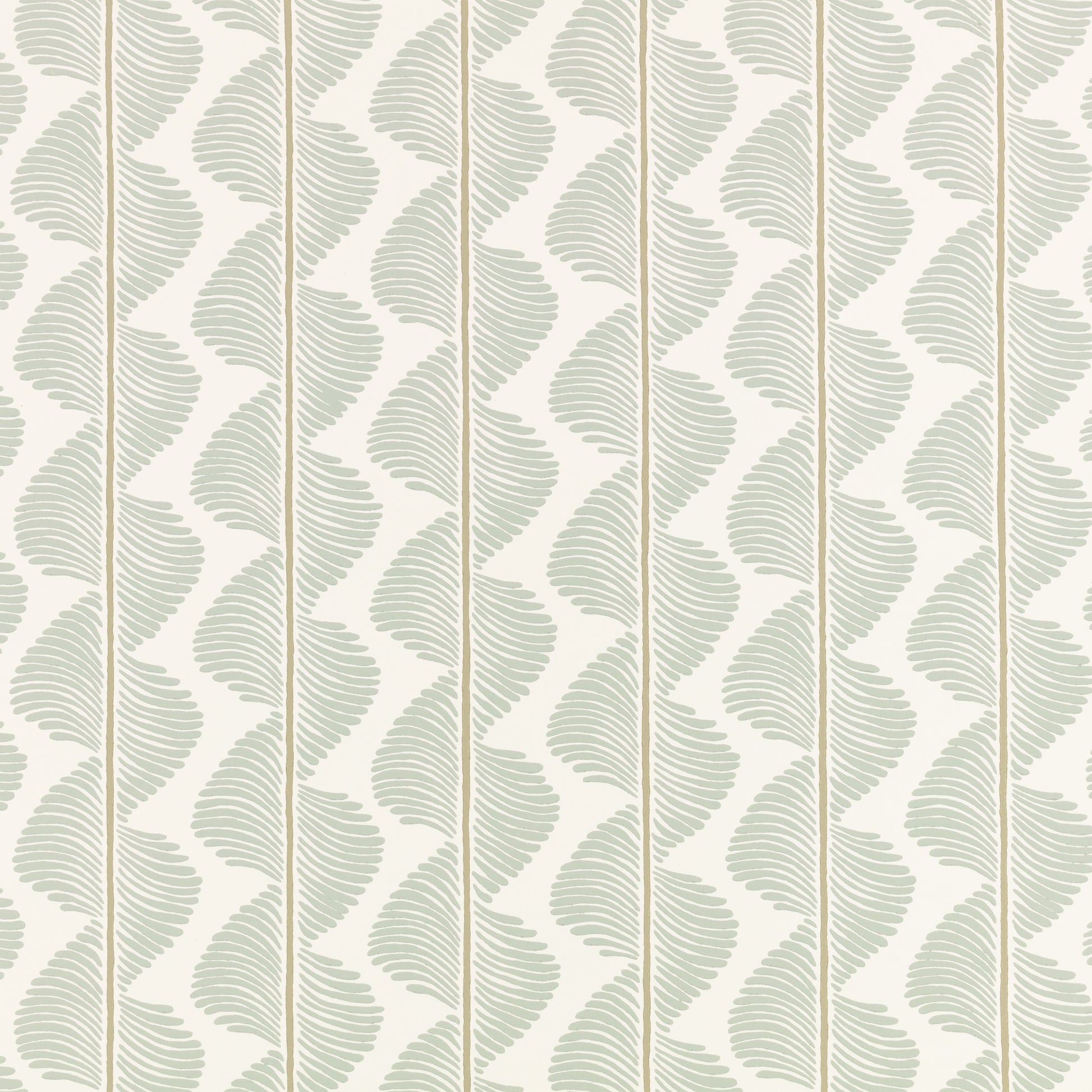 Patterned wallpaper with wavy leaf design on a white background