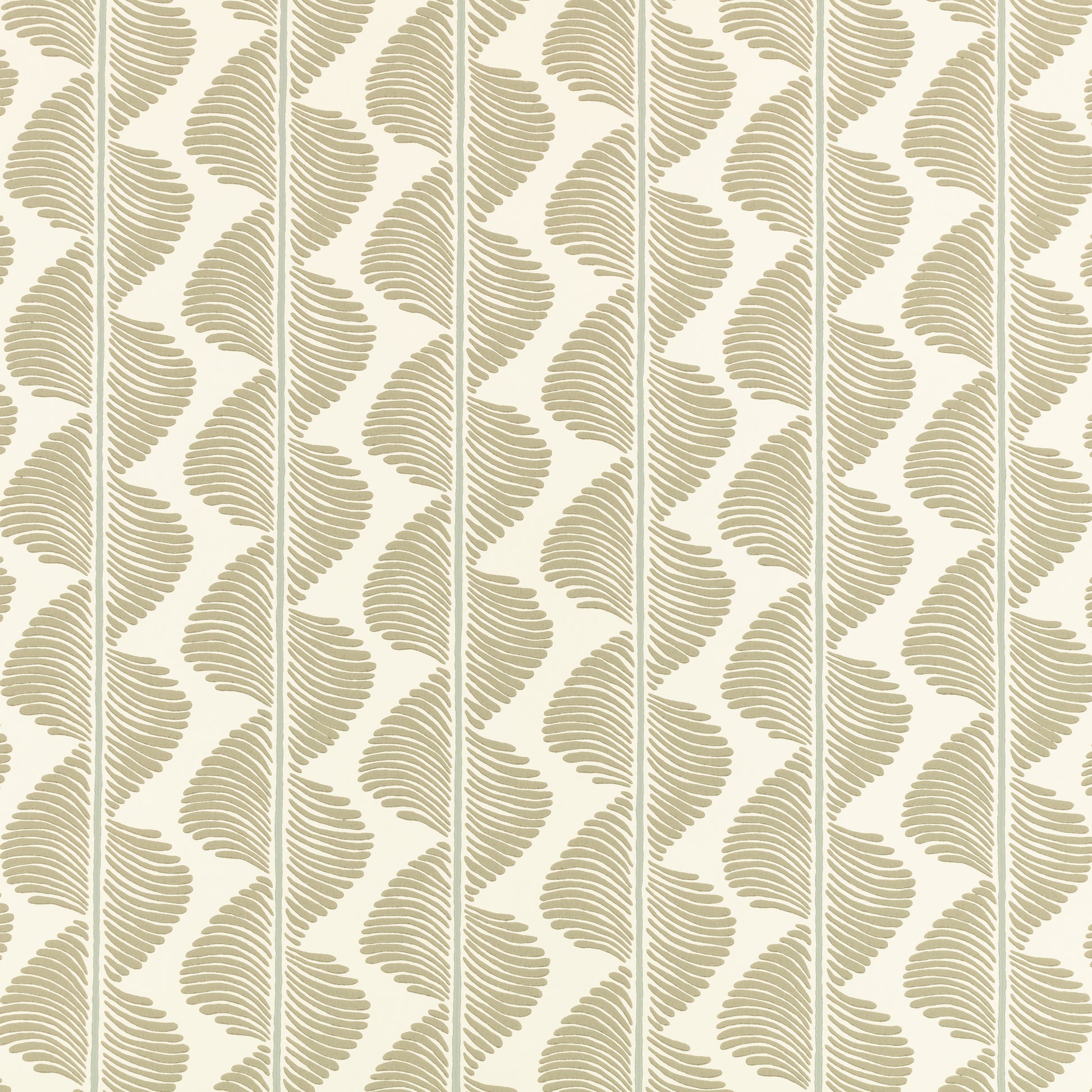 Patterned wallpaper with wavy leaf design on a beige background