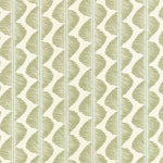 Patterned wallpaper with green leaf Stripe design on a light blue background