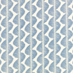 Blue and white patterned wallpaper with wavy lines