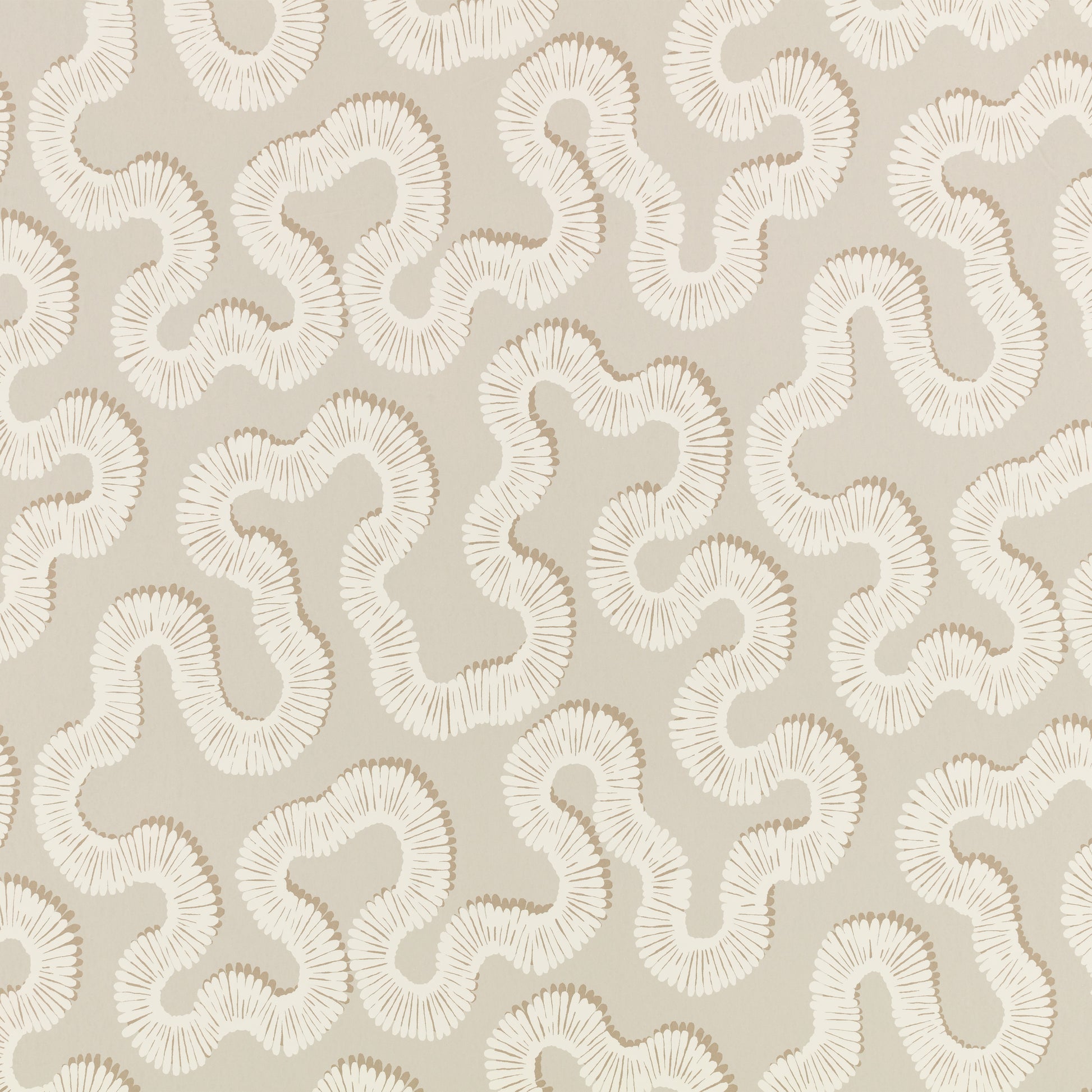 Pattern of white wavy lines on a beige background