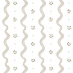 Decorative pattern with wavy lines and floral elements on a light background