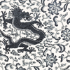 Chi'en Dragon Linen Print Fabric - Charcoal
