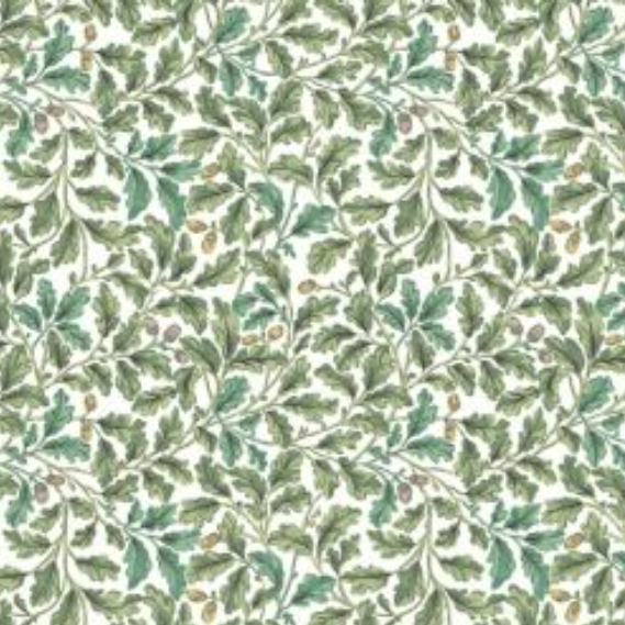 Patterned wallpaper with green leaves on a white background