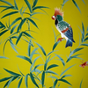 Bamboo & Birds Wallpaper Sample - Yellow/Turquoise