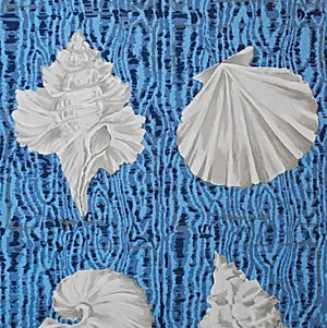 Seashell motif on blue background