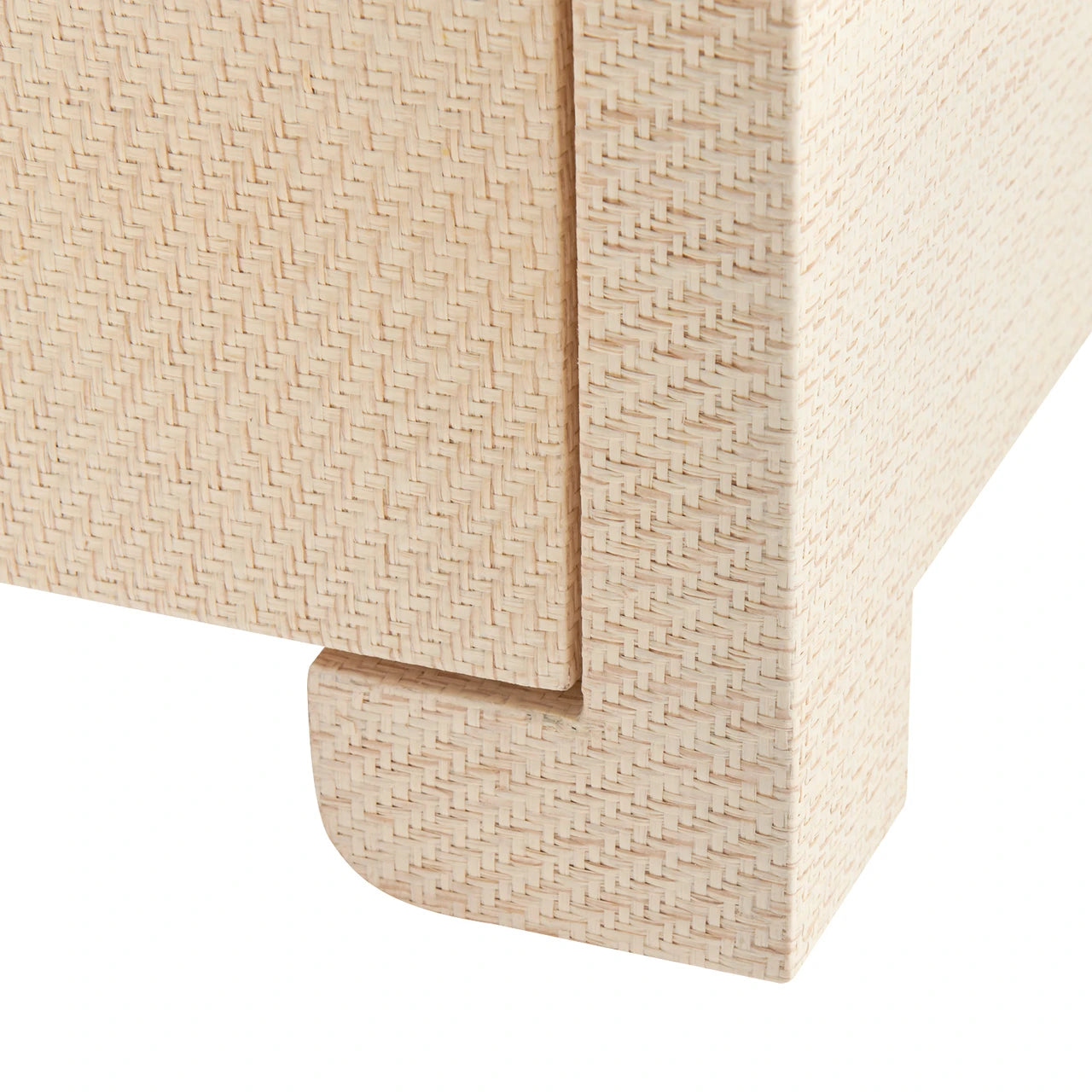 raffia side table close up of leg 