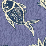 Fish illustration on a textured purple background