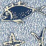 Fish wallpaper design on a textured blue background