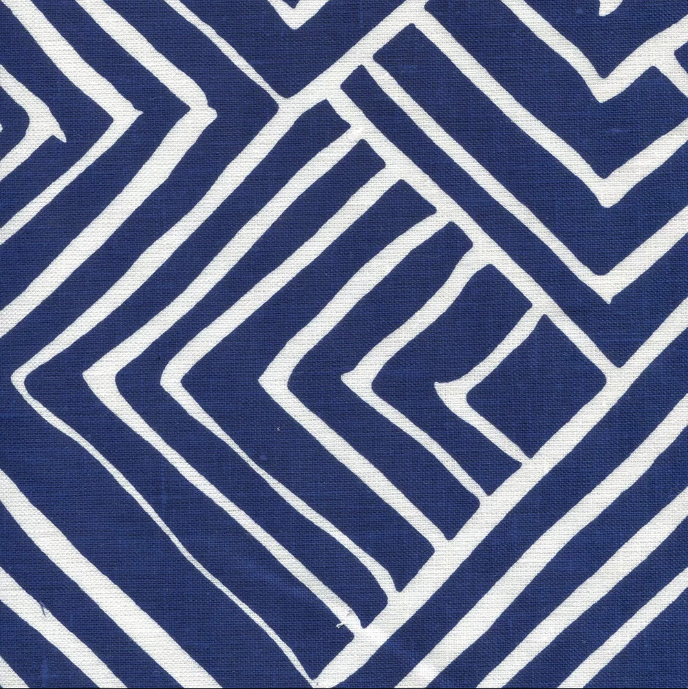 navy and white geometric fabric